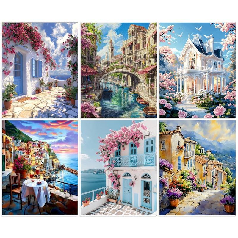 Art Craft Display - Gatyztory pintura por número cidade paisagem