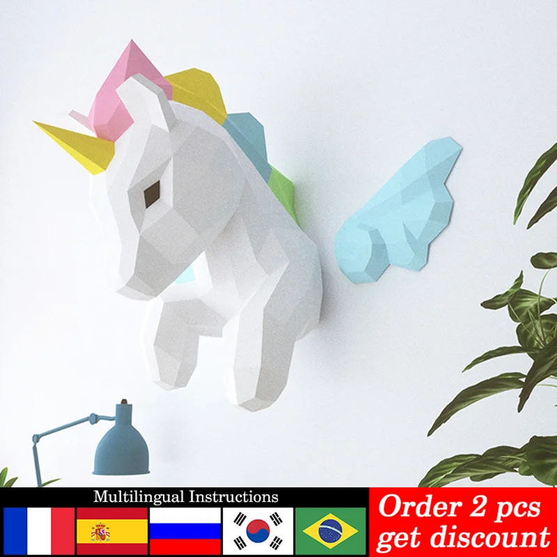 Art Craft Unicorn - Arco-íris unicórnio animal decoração de parede