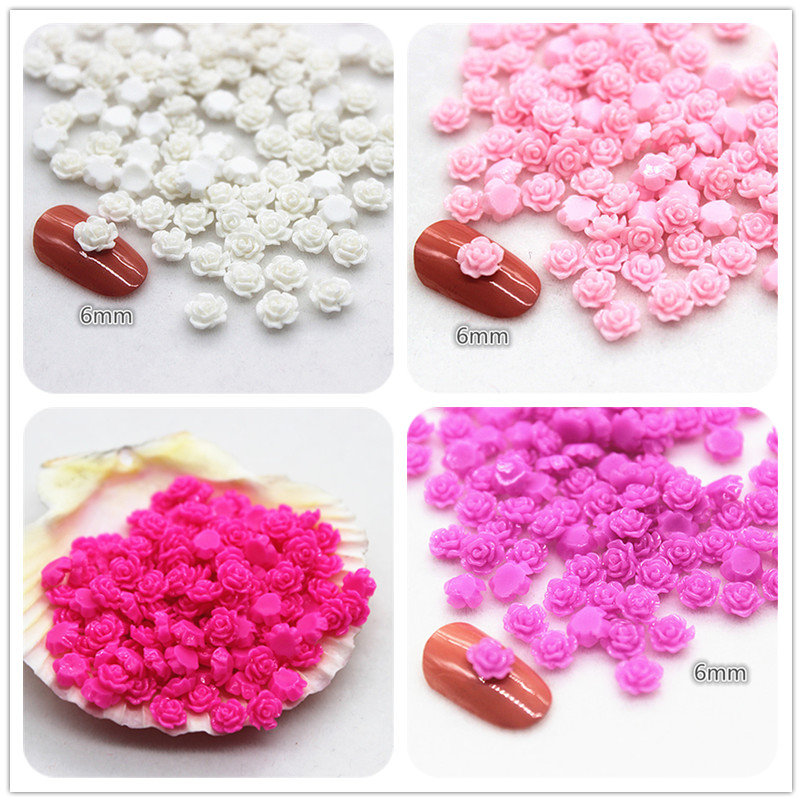 Art Craft New Year - Mini Resina Rose Flor Flatback Cabochão,