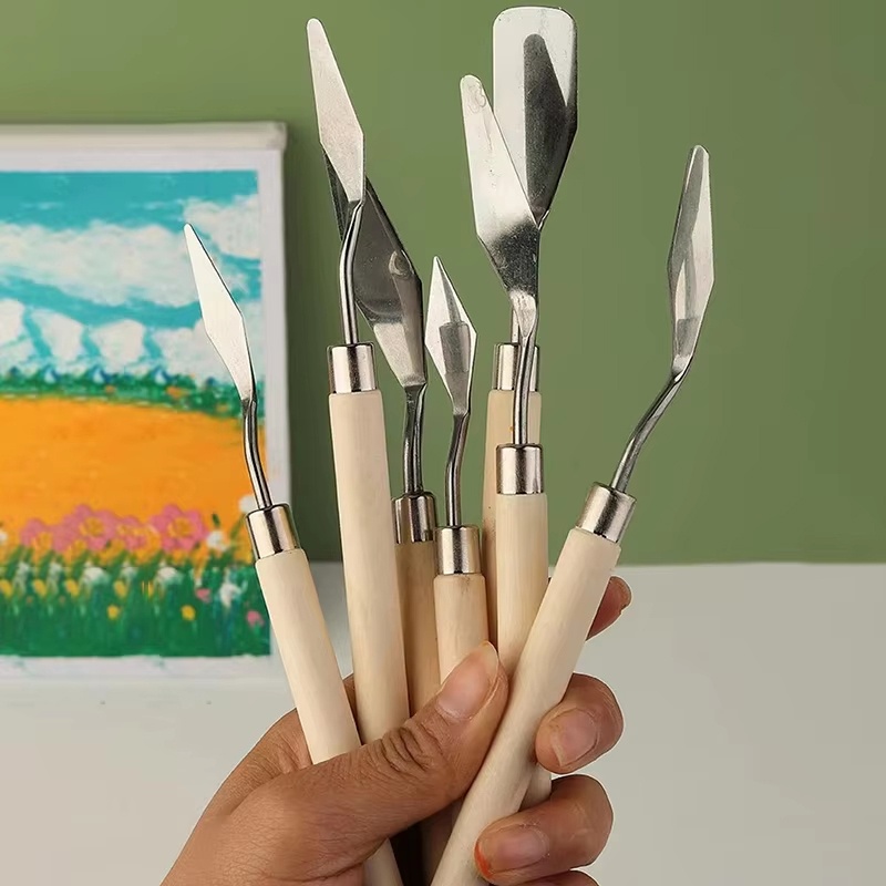 Painting Knife Palette - 7 pçs de aço inoxidável paleta